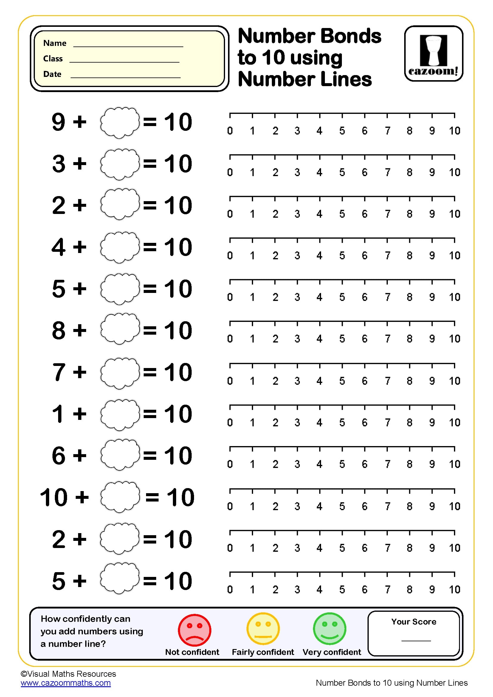 Printable Number Bonds To 9 Worksheet