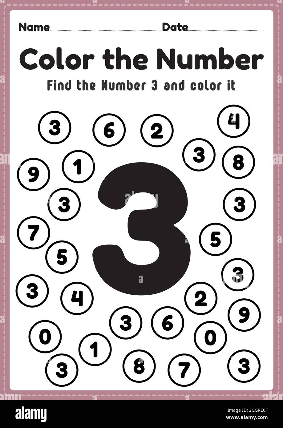Number Worksheet Number 3 Worksheet Math Coloring Activities For Preschool And Kindergarten Kids To Learn Basic Mathematics Skills In A Printable Pag Stock Vector Image U0026 Art Alamy Number Worksheet Number 3 Worksheet Math Coloring Activities For Preschool And Kindergarten Kids To Learn Basic Mathematics Skills In A Printable Pag Stock Vector Image U0026 Art Alamy