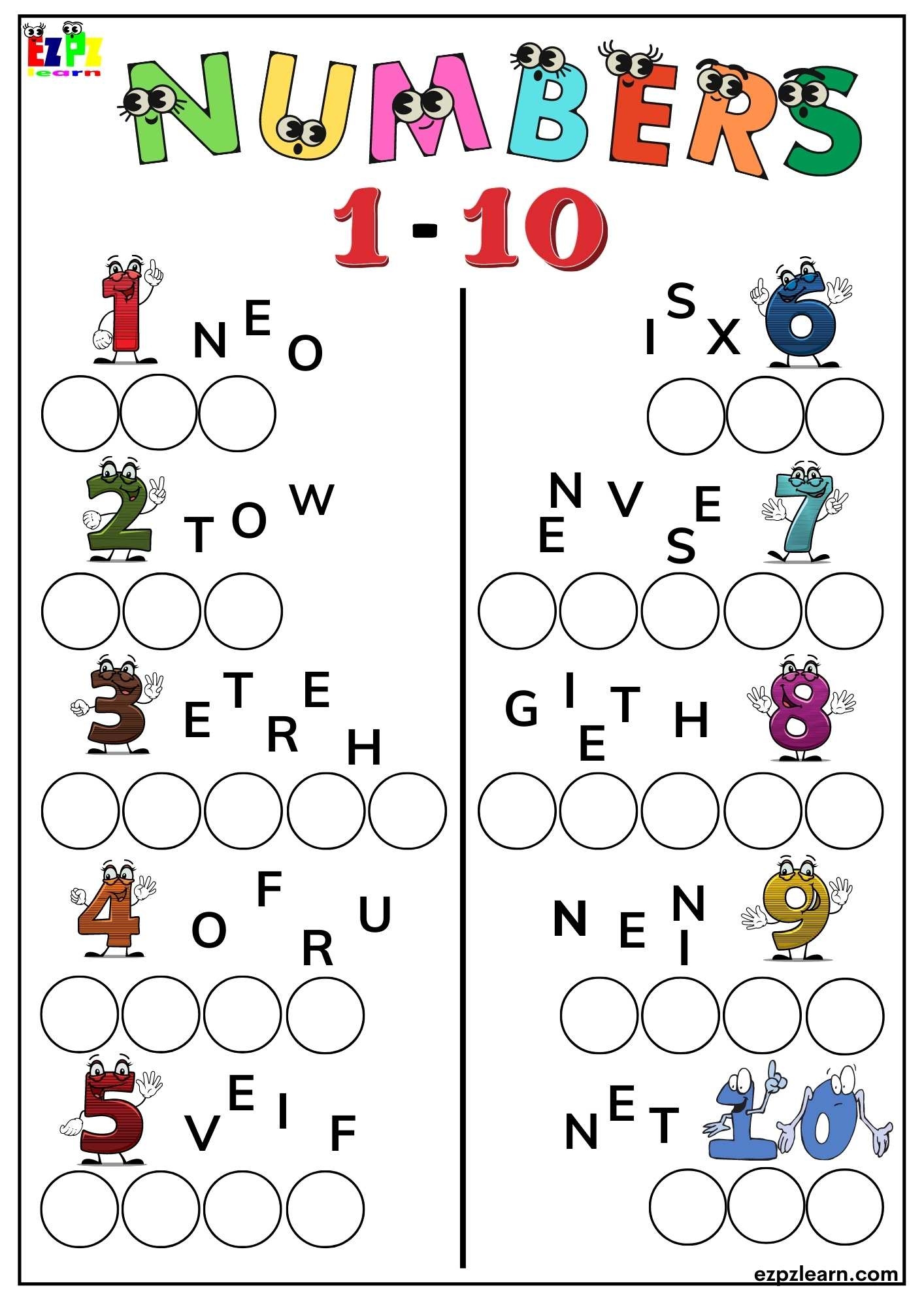 Numbers One To Ten 1 10 Ezpzlearn Numbers One To Ten 1 10 Ezpzlearn