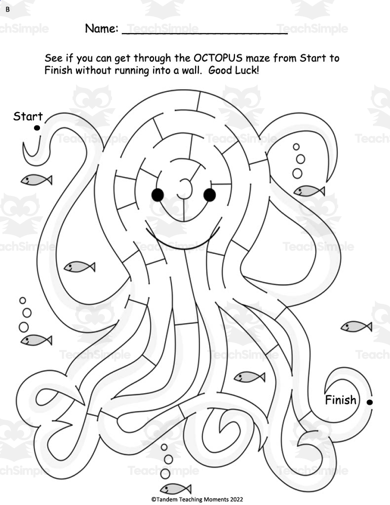 Octopus Worksheet Packet By Teach Simple