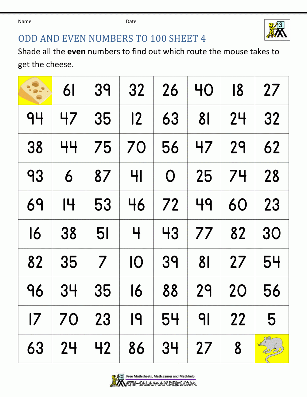 Odds Worksheet Printable