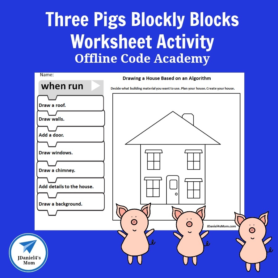 Offline Code Academy Three Pigs Blockly Blocks Worksheet Activity JDaniel4s Mom