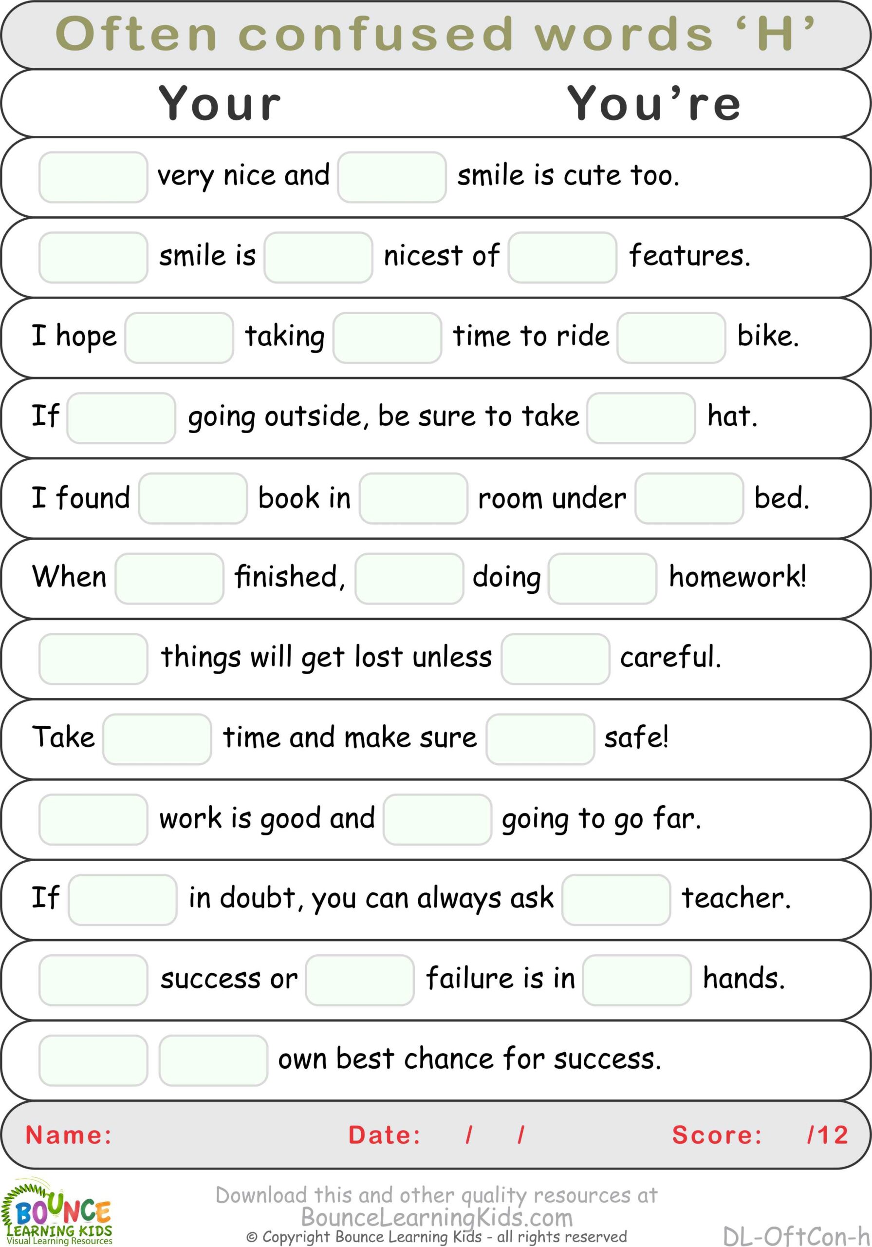 Misused Words English Worksheets Free Printable