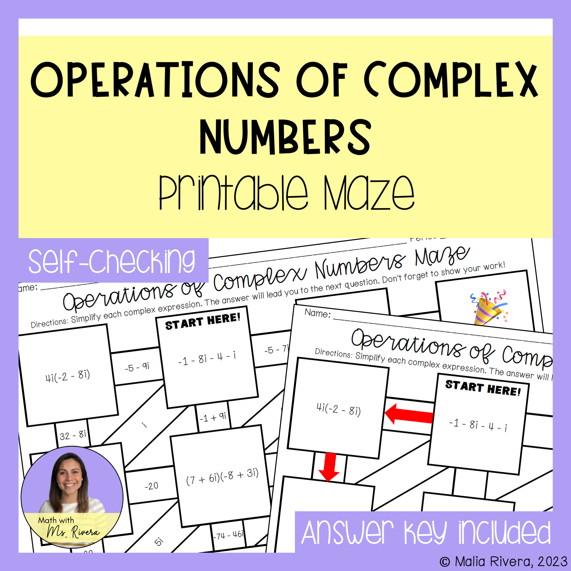 Operations Of Complex Numbers Maze Worksheet Made By Teachers