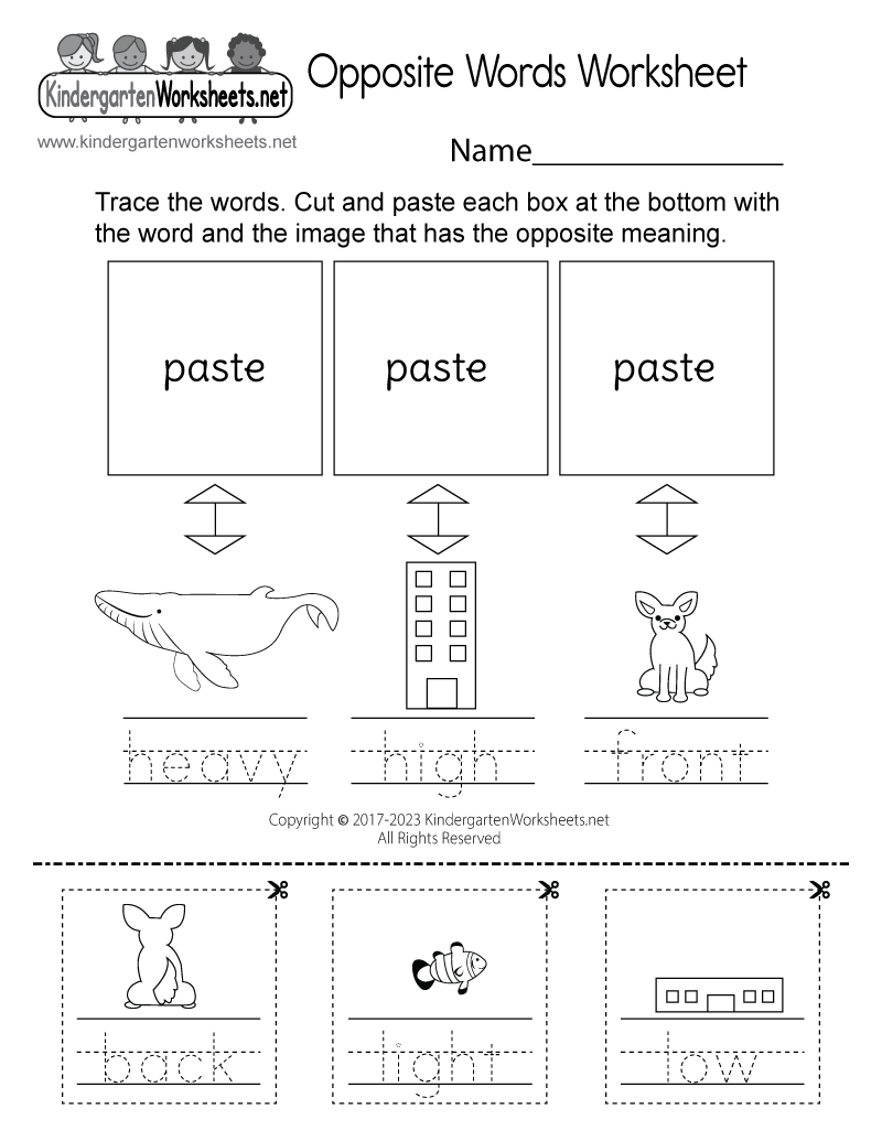Opposite Words Worksheet Free Printable Digital PDF