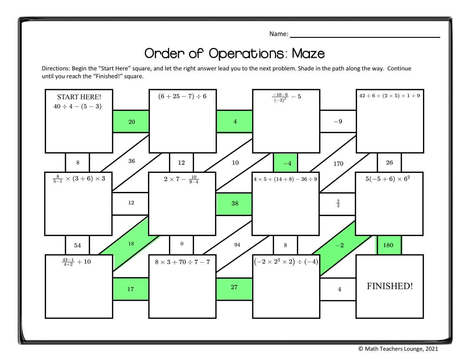 Order Of Operation Riddle And Maze Made By Teachers Order Of Operation Riddle And Maze Made By Teachers