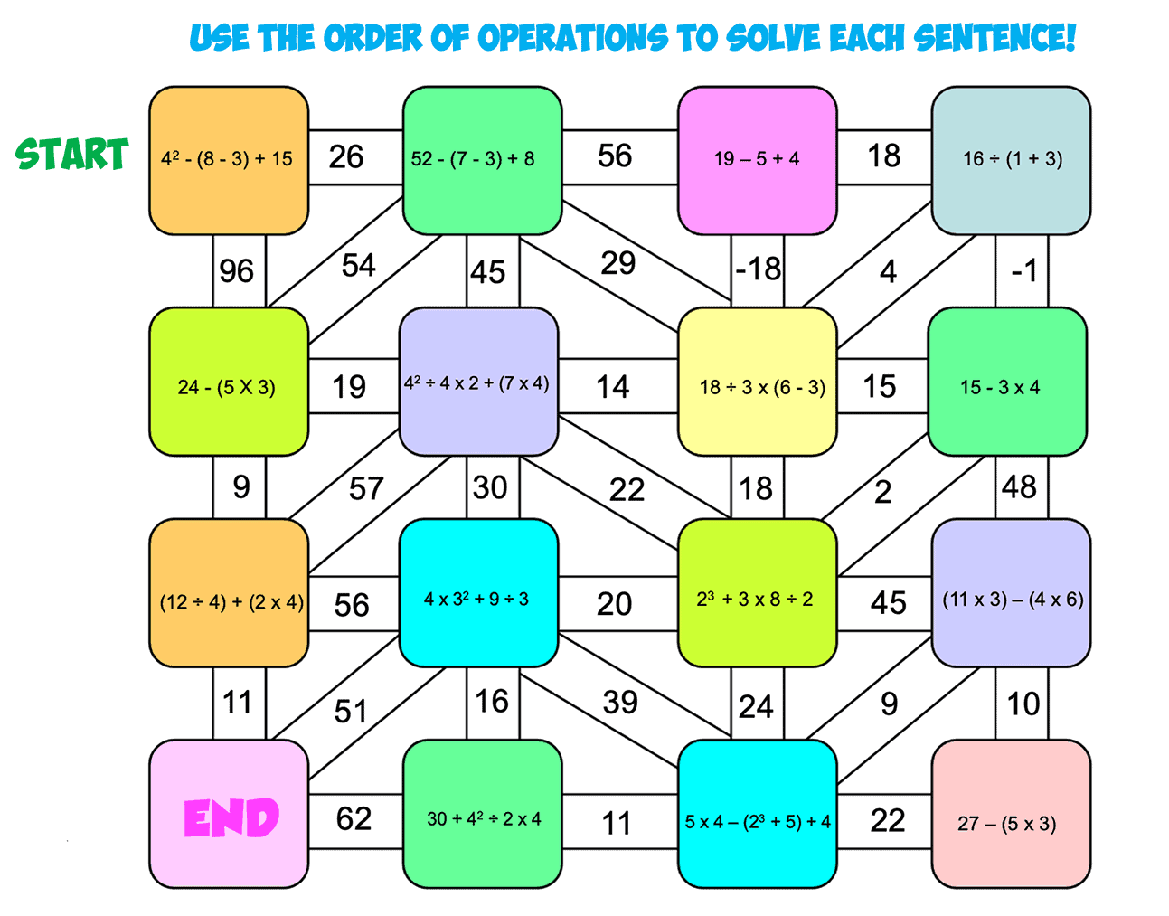 Order Of Operations Maze 4 Mr R s World Of Math Order Of Operations Maze 4 Mr R s World Of Math
