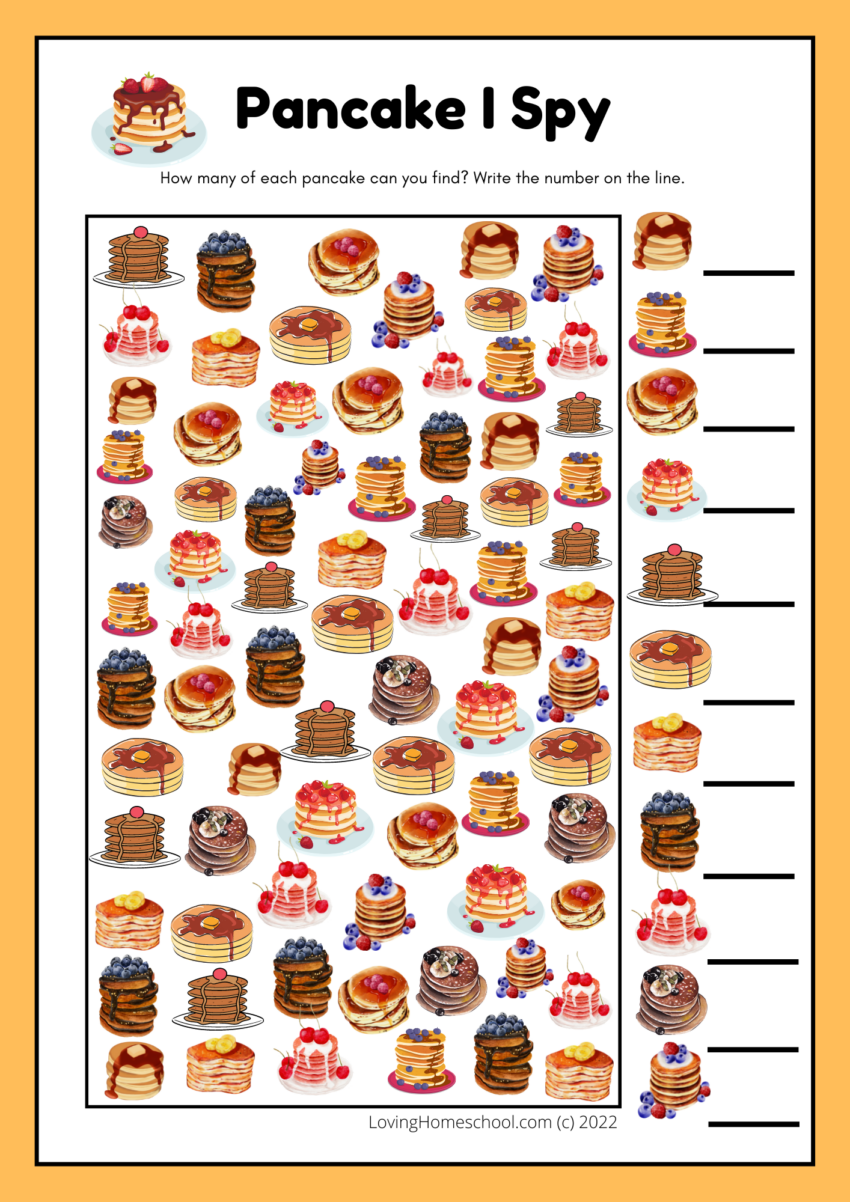 Pancake I Spy Printable LovingHomeschool