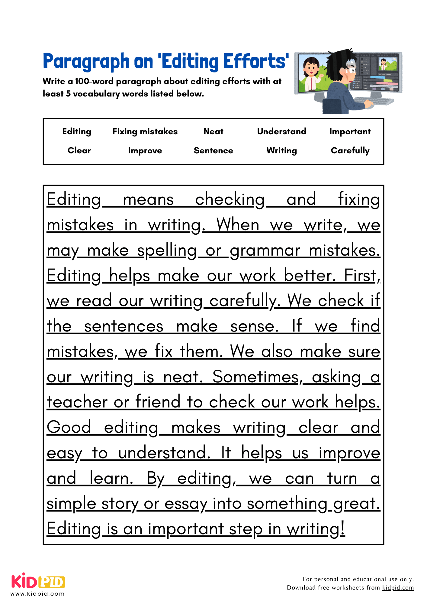 Sentence Editing Worksheet Free Printable