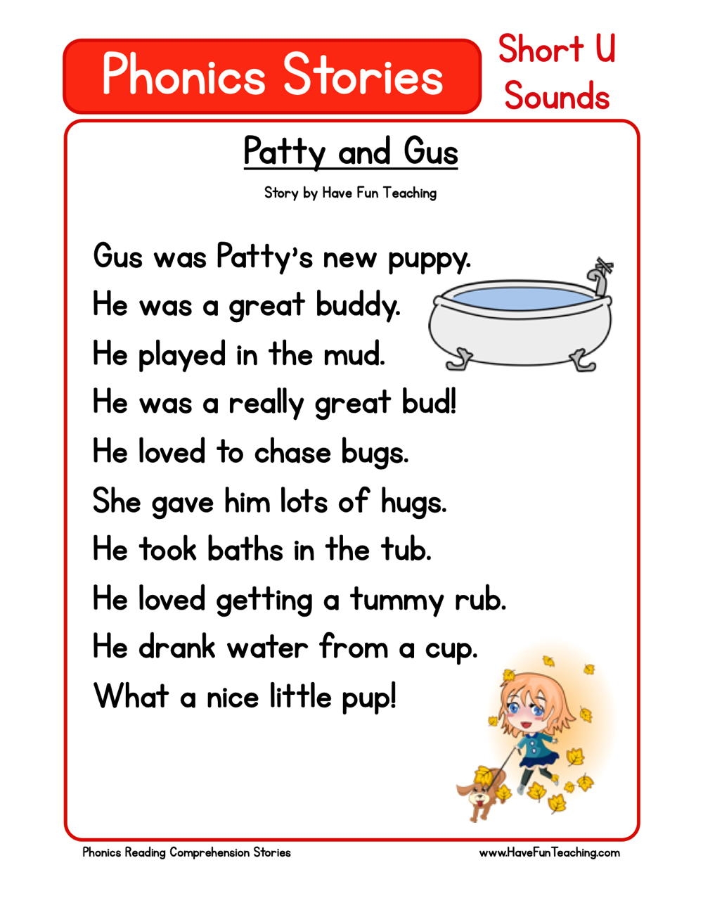 Patty And Gus Phonics Reading Comprehension Story Worksheet Patty And Gus Phonics Reading Comprehension Story Worksheet