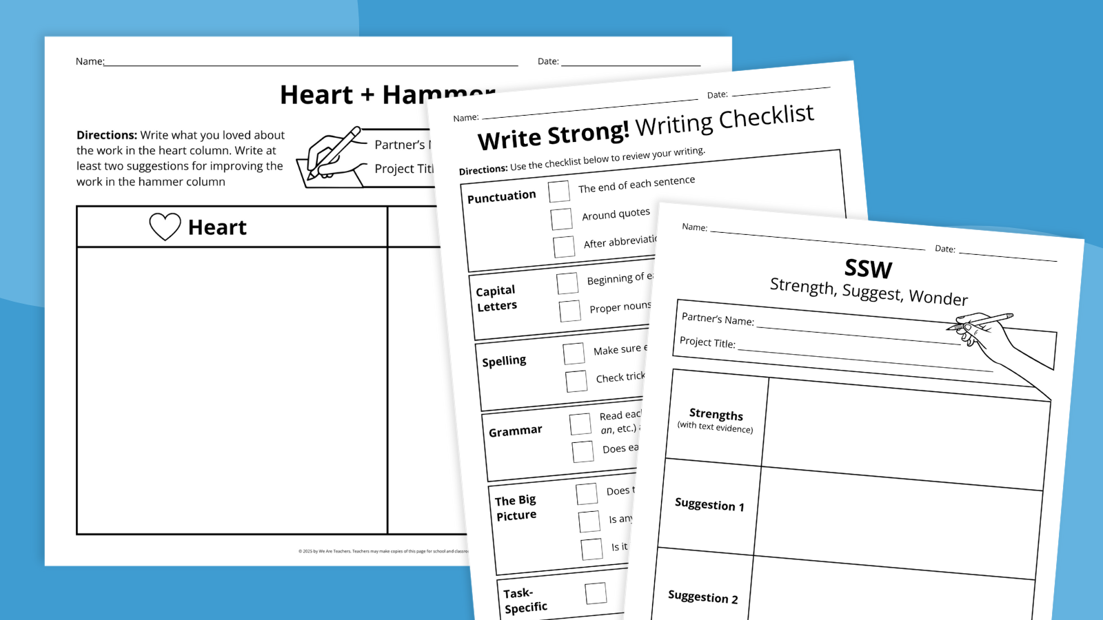Peer Editing Checklists Downloadable