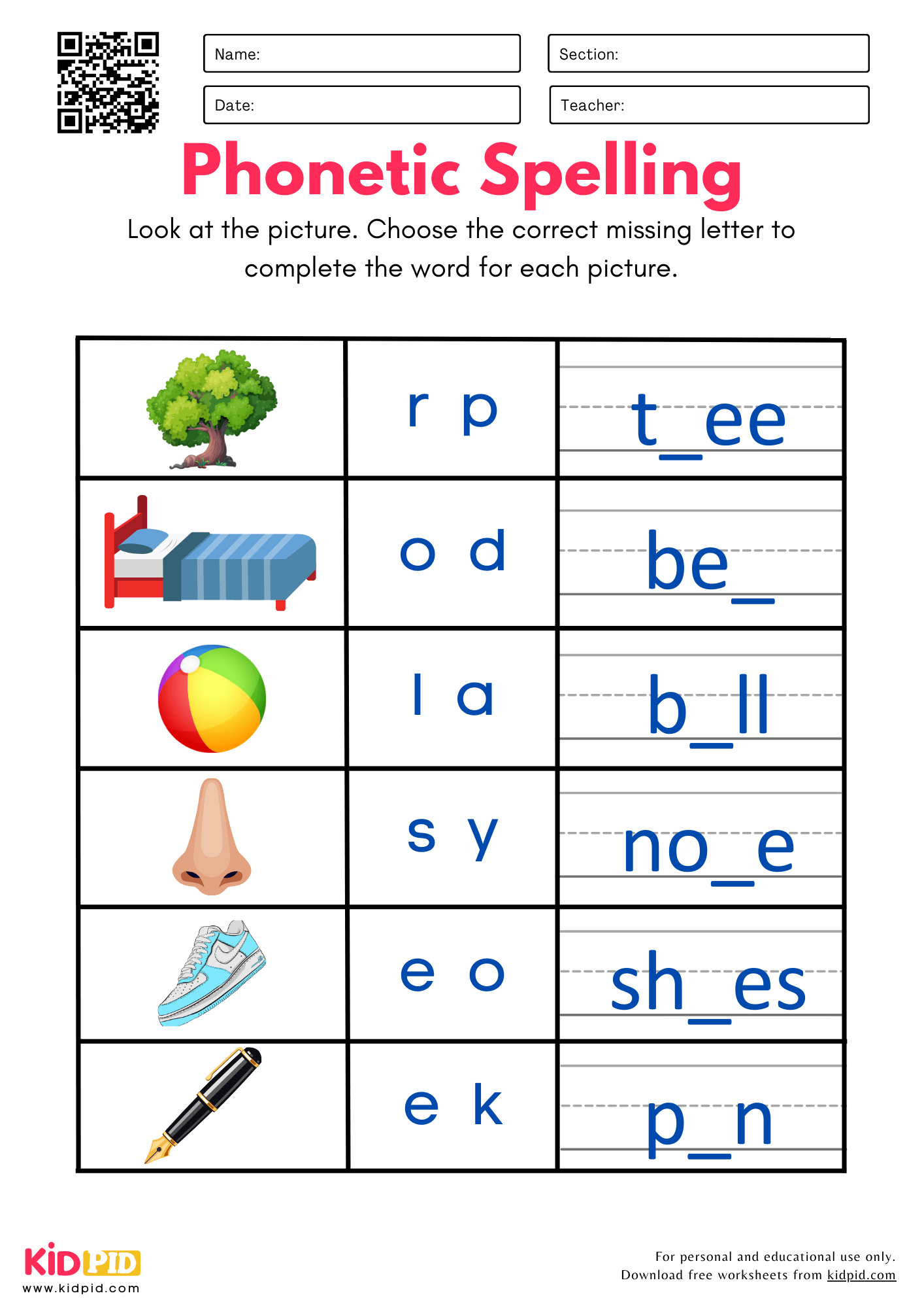 Free Printable Spelling Worksheets Pdf