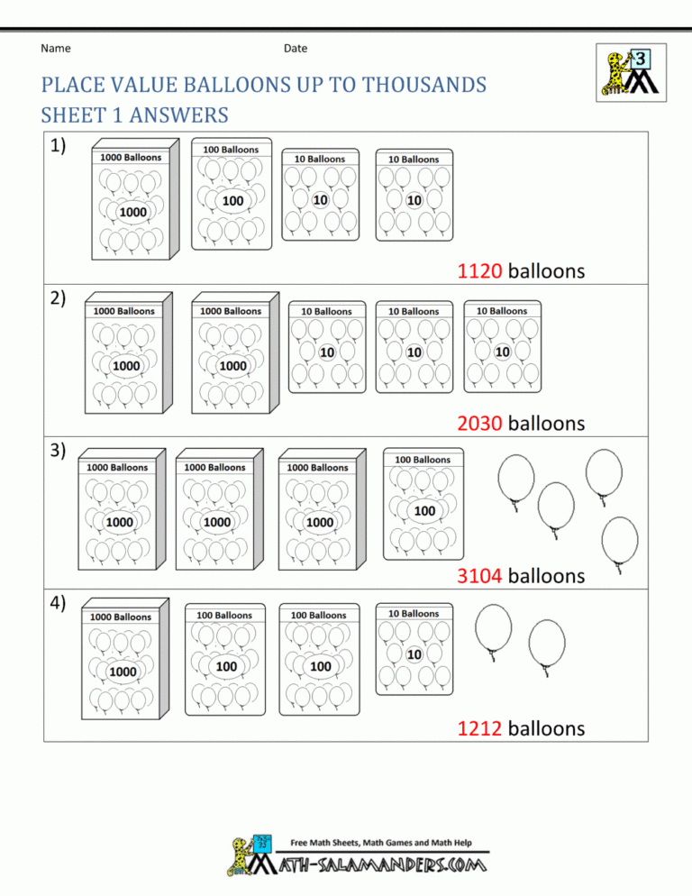 Place Value Worksheets 3rd Grade