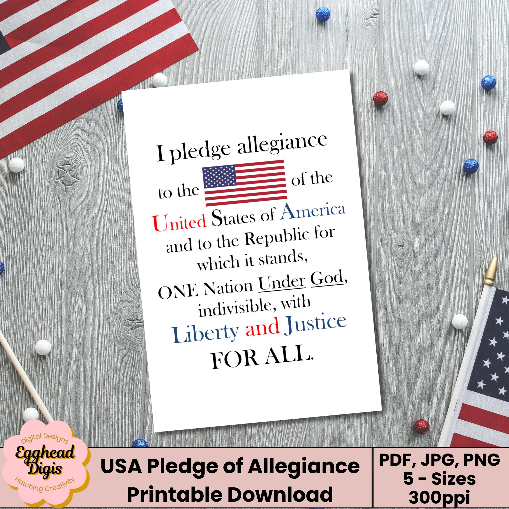 Preschool Pledge Of Allegiance Printable
