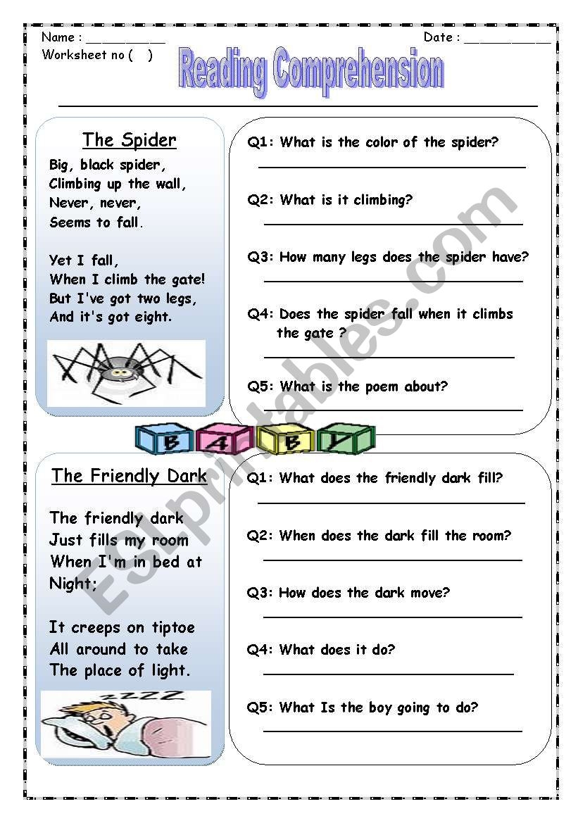 Poem Reading Comprehension ESL Worksheet By Sweetsuna Poem Reading Comprehension ESL Worksheet By Sweetsuna