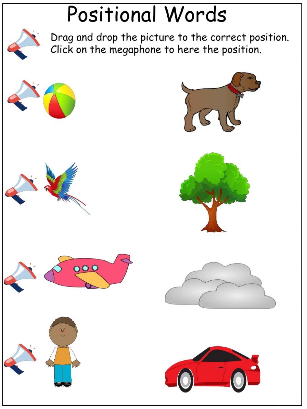 Position Words Worksheet For Kindergarten