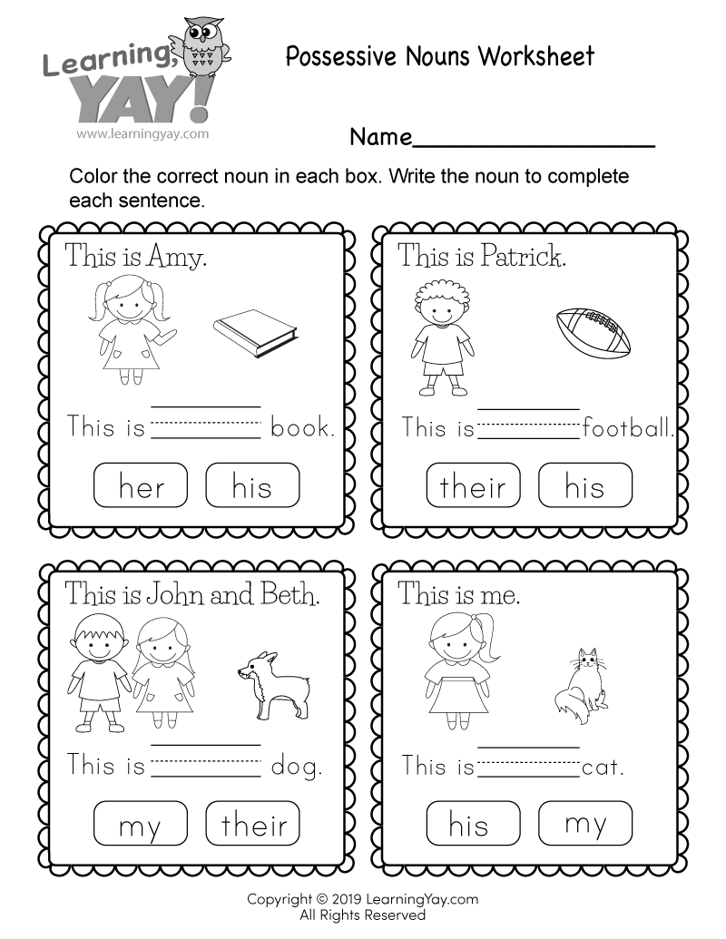 Possessive Nouns Worksheet For 1st Grade Free Printable