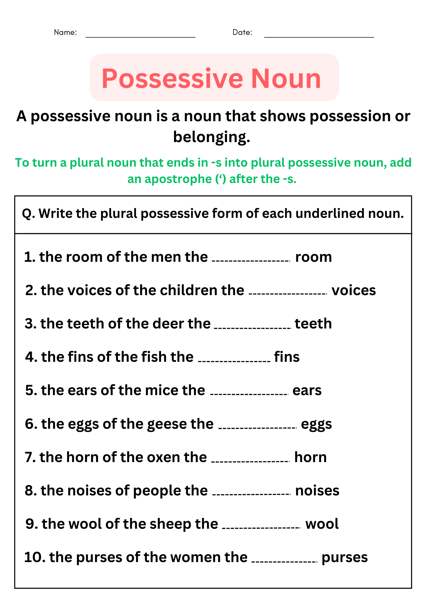 Possessive Nouns Worksheets With Answers Digital And Printable For Grade 4 5 Made By Teachers
