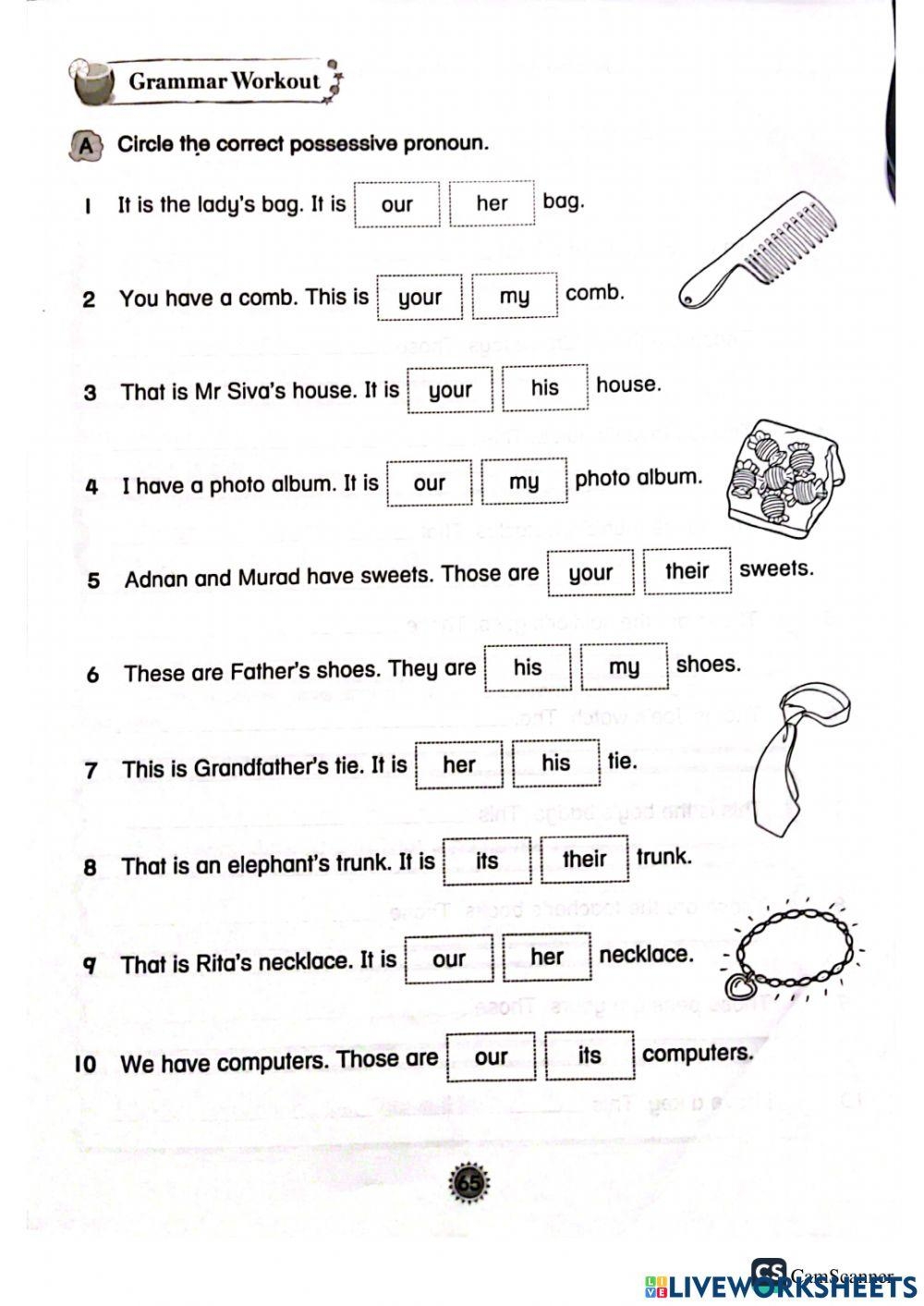 Possessive Pronouns Online Exercise For Year 3 Live Worksheets Worksheets Library