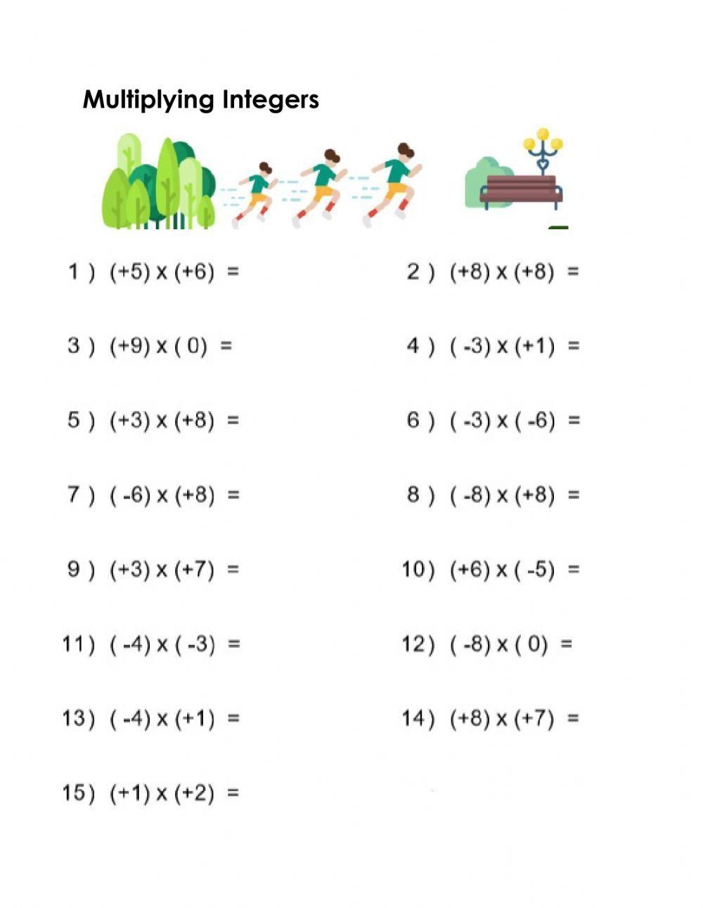 Practice Multiplying Integers Worksheet Live Worksheets 