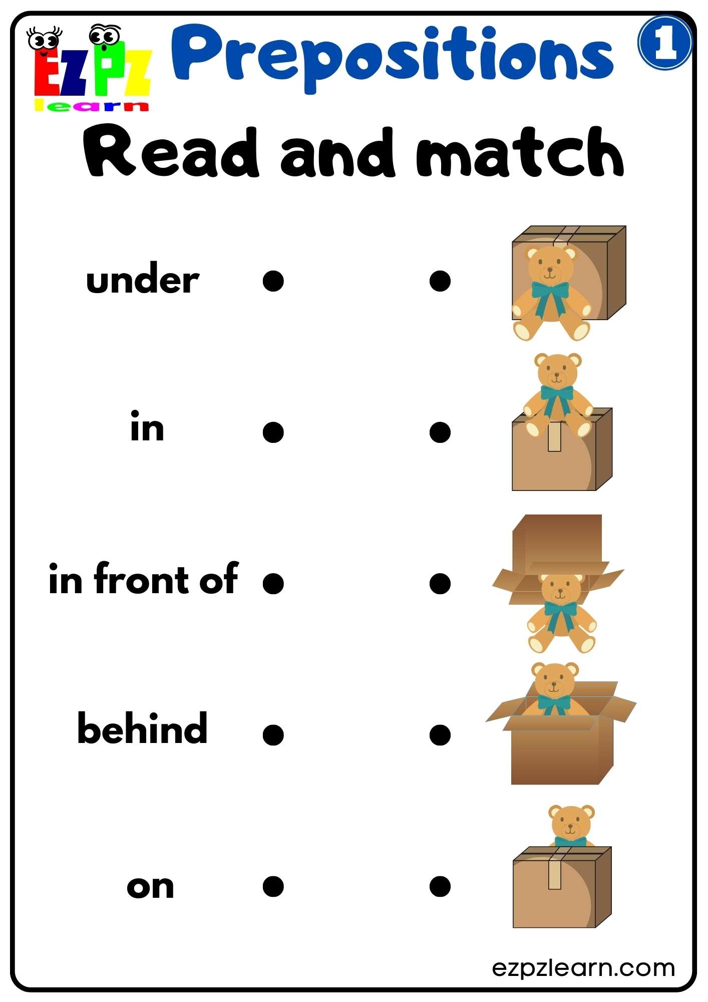 Free 1st Grade Preposition Worksheets