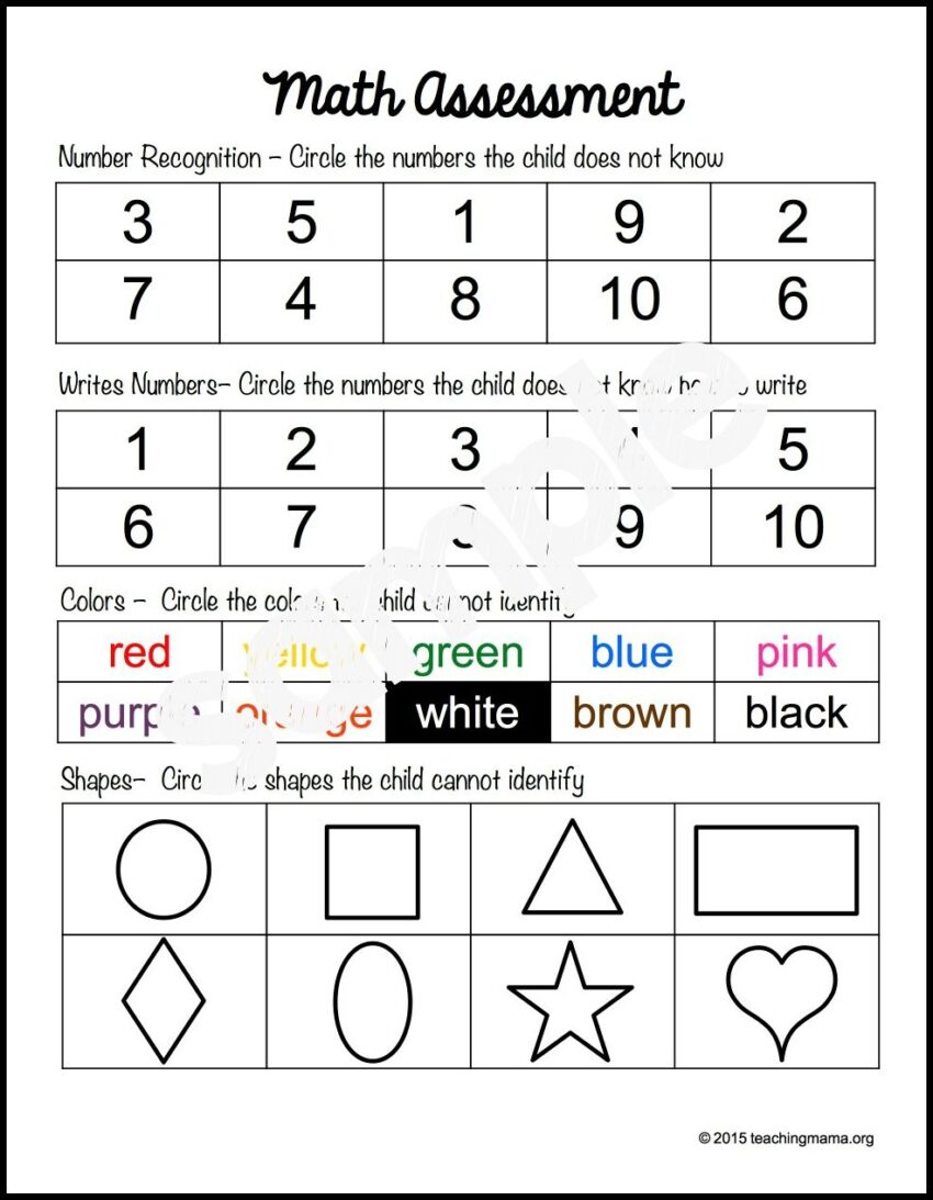 Preschool Assessment Forms Teaching Mama
