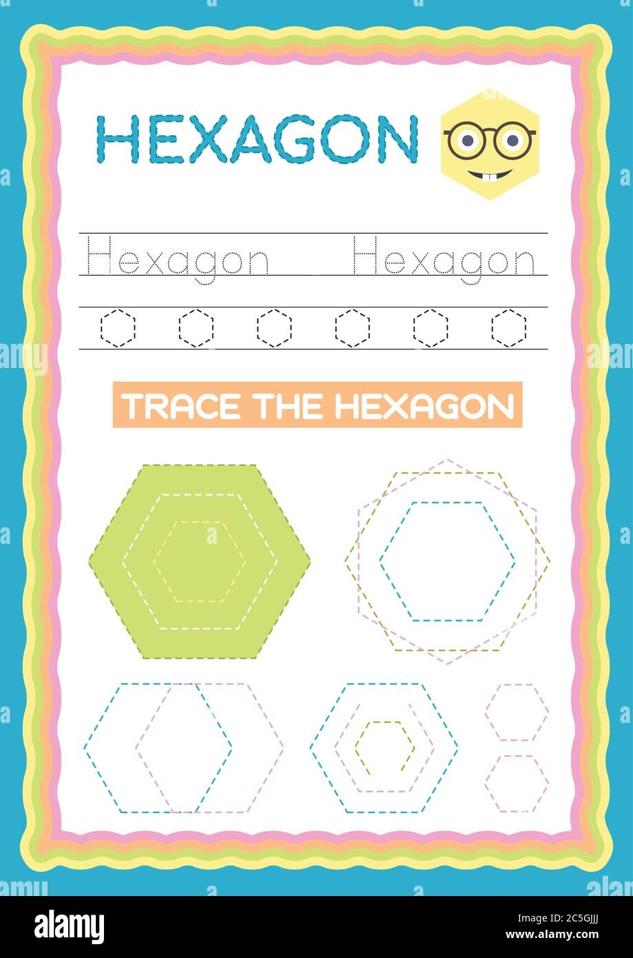 Preschool Colorful Hexagon Shape Tracing And Writing Daily Preschool Colorful Hexagon Shape Tracing And Writing Daily