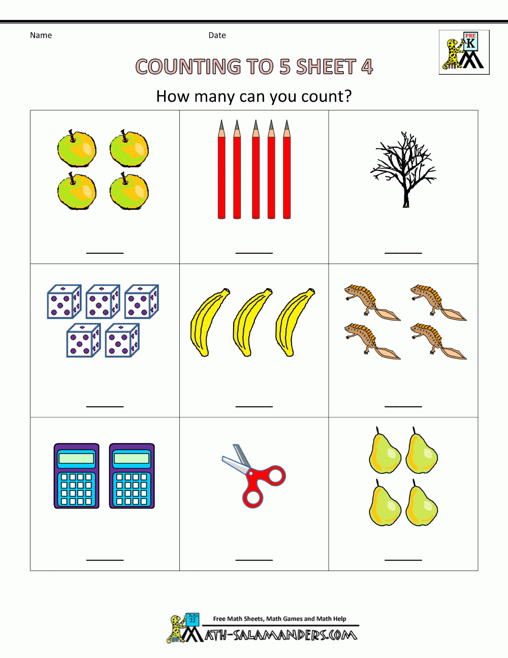 Preschool Counting Worksheets Counting To 5 Worksheets Library