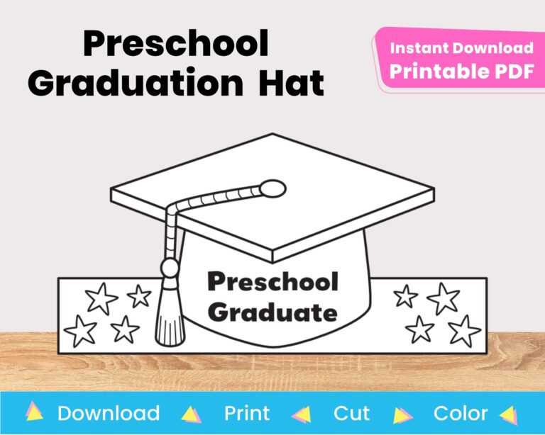 Preschool Graduation Hat Printable Paper Crown Template Kid 