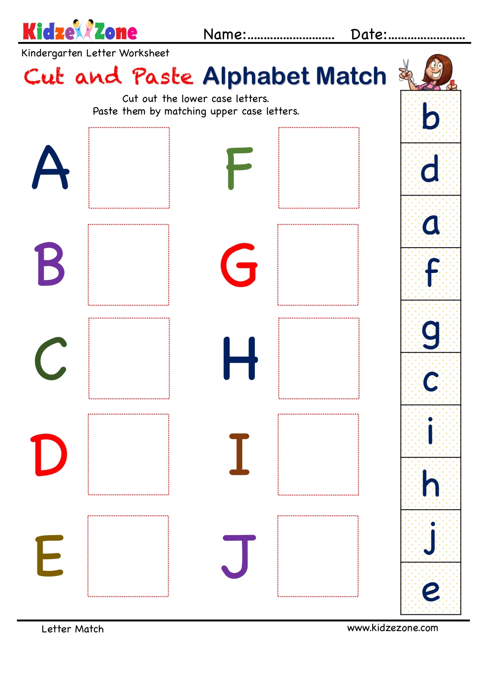 Preschool Letter Matching Activity Worksheet A To J KidzeZone Worksheets Library Preschool Letter Matching Activity Worksheet A To J KidzeZone Worksheets Library