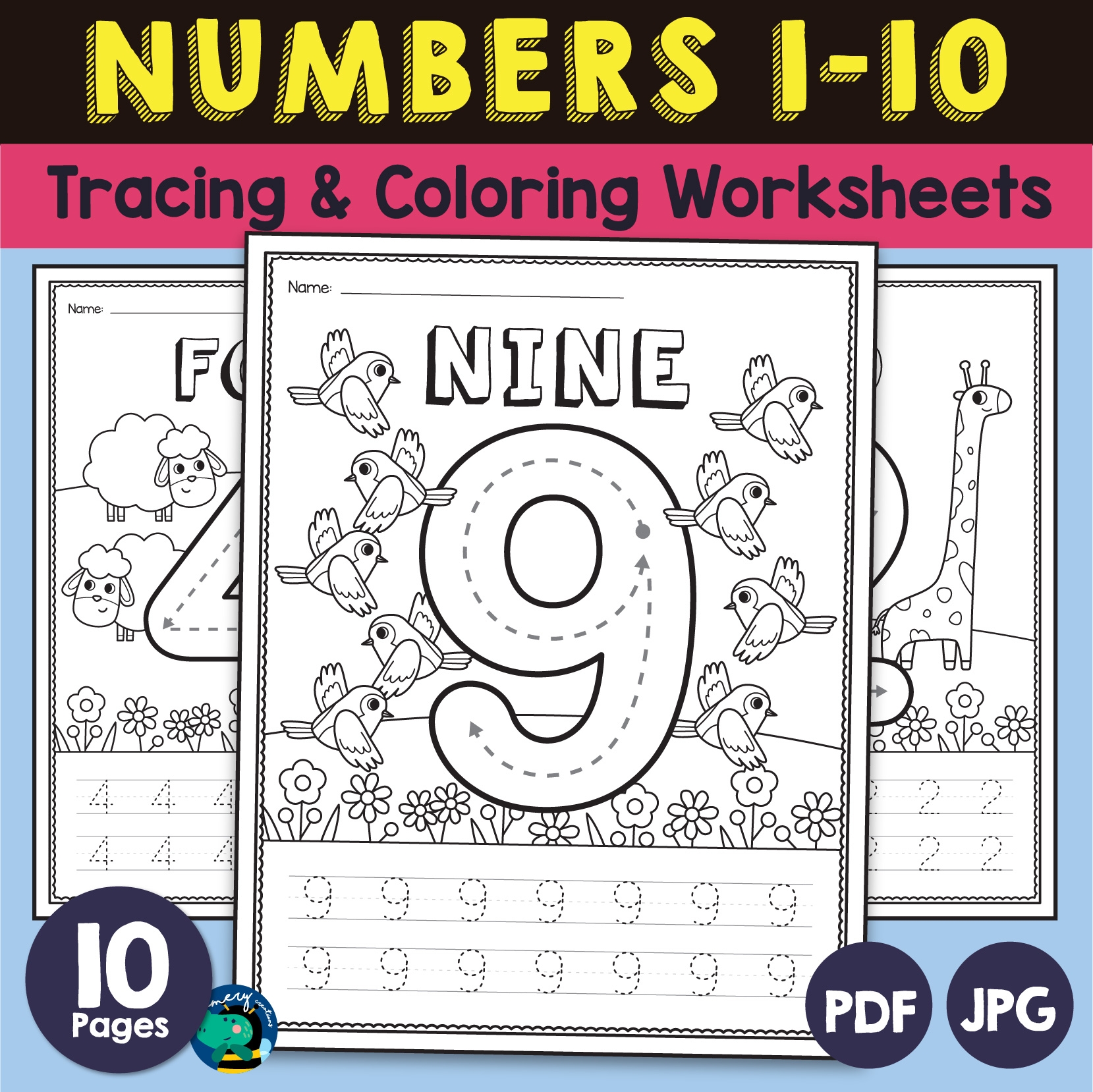 Preschool Numbers 1 10 Worksheets Tracing And Coloring No Prep 