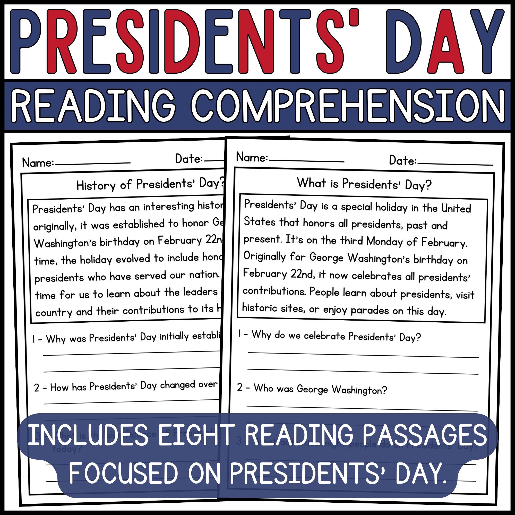 Presidents Day Reading Comprehension Passages And Questions Presidents Day Reading Passages Made By Teachers Presidents Day Reading Comprehension Passages And Questions Presidents Day Reading Passages Made By Teachers