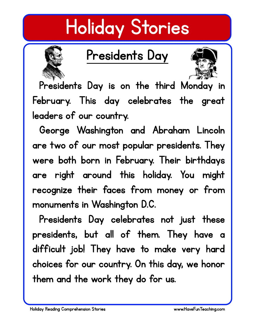 Presidents Day Reading Comprehension Worksheet Have Fun Teaching Presidents Day Reading Comprehension Worksheet Have Fun Teaching