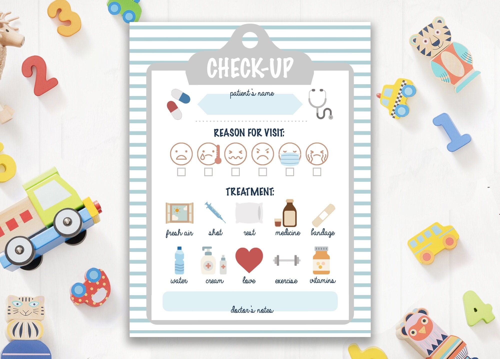 Pretend Play Doctor Check Up Sheet INSTANT DOWNLOAD Pretend Pretend Play Doctor Check Up Sheet INSTANT DOWNLOAD Pretend