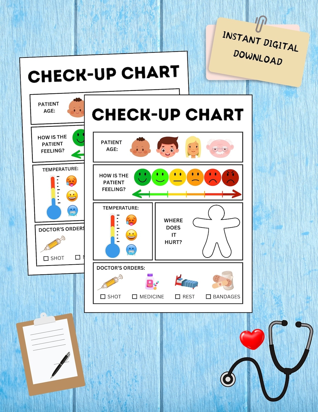 Pretend Play Patient Check up Chart Doctor Pretend Play Printable Dramatic Play INSTANT DIGITAL DOWNLOAD Etsy Pretend Play Patient Check up Chart Doctor Pretend Play Printable Dramatic Play INSTANT DIGITAL DOWNLOAD Etsy