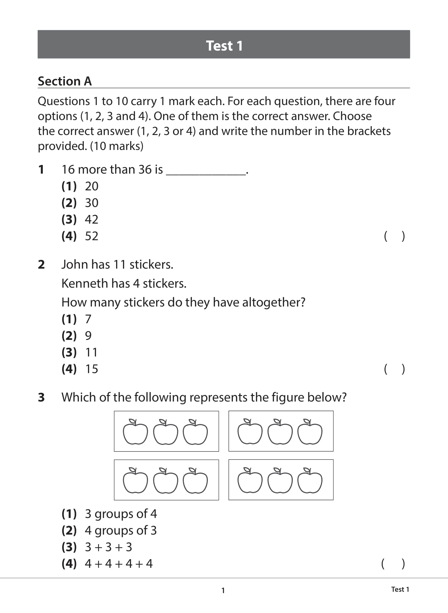 Primary 1 Mathematics Practice Papers Second Edition CPD Singapore Education Services Pte Ltd