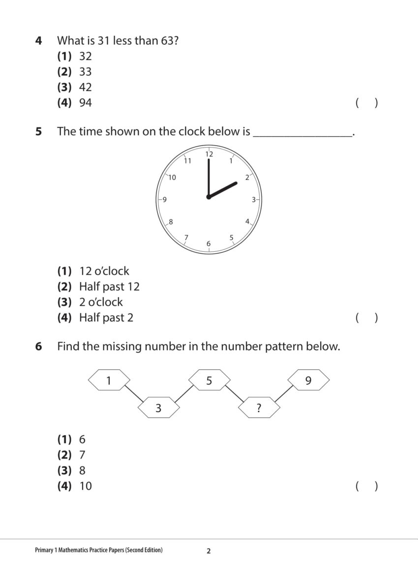 Primary 1 Mathematics Practice Papers Second Edition CPD Singapore Education Services Pte Ltd