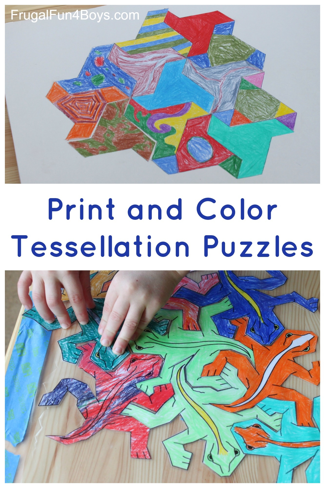 Print And Color Tessellation Puzzles For Kids Frugal Fun For Boys And Girls