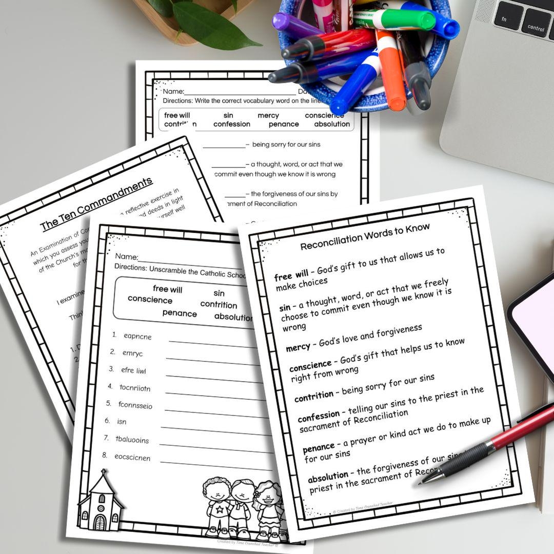Printable Catholic First Reconciliation Unit 10 Pages Of First Confession Prep Activities First Confession Prep First Reconciliation Etsy