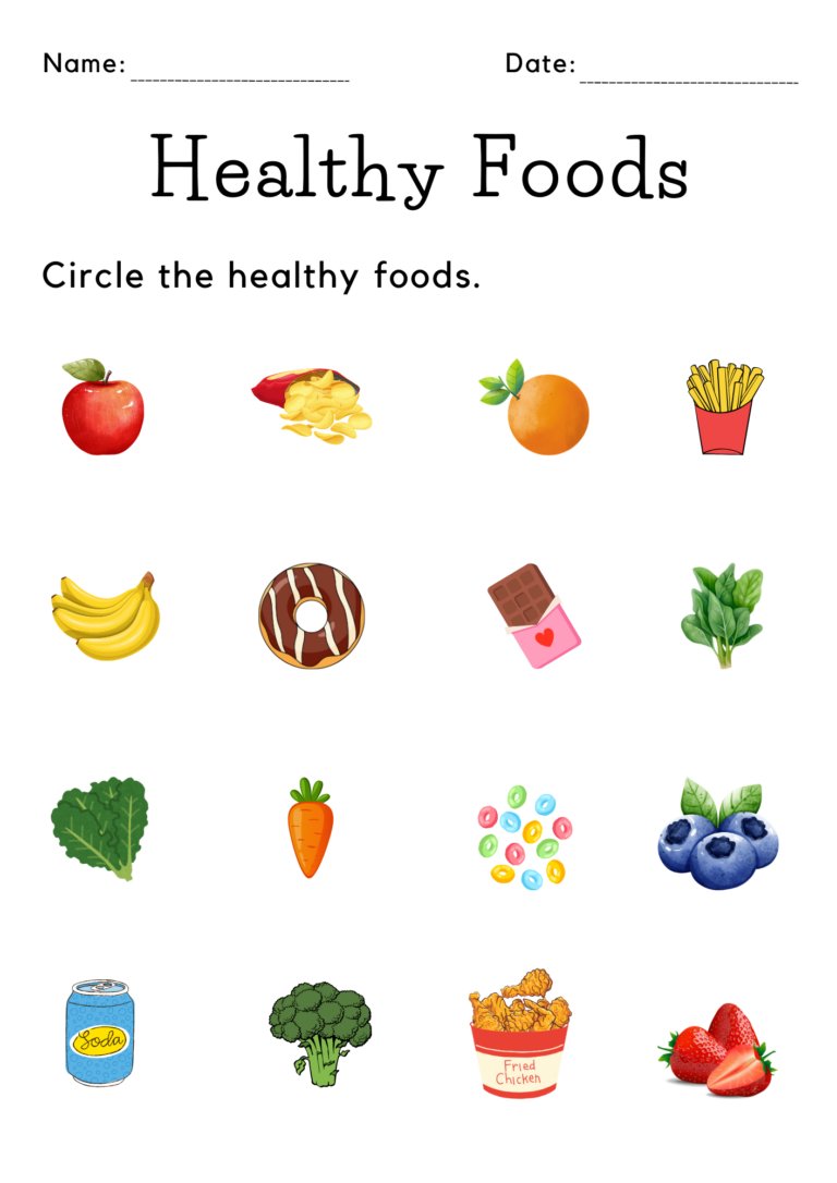 Printable Choosing Healthy Foods Worksheet For Kindergarten Made By Teachers