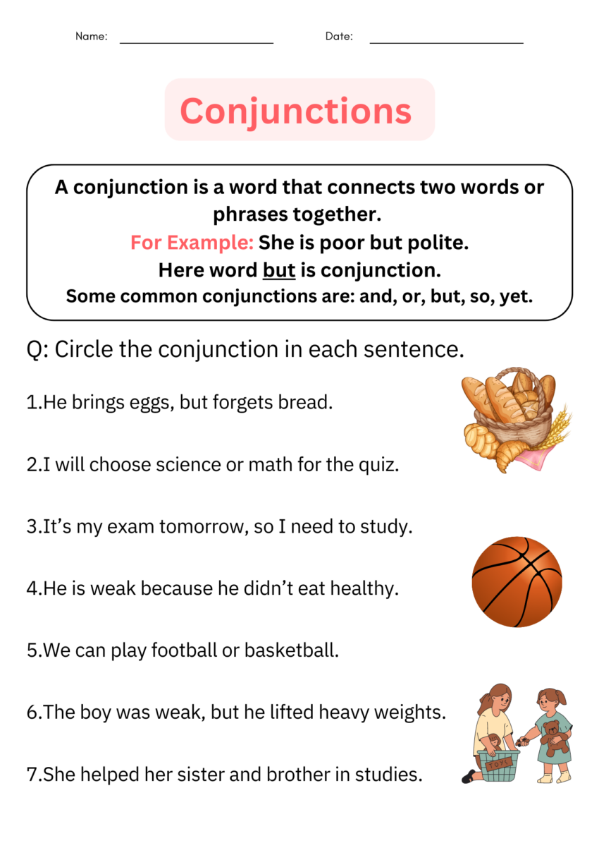 Printable Conjunctions Worksheets Posters For 1st Grade Daily Grammar Practice Made By Teachers