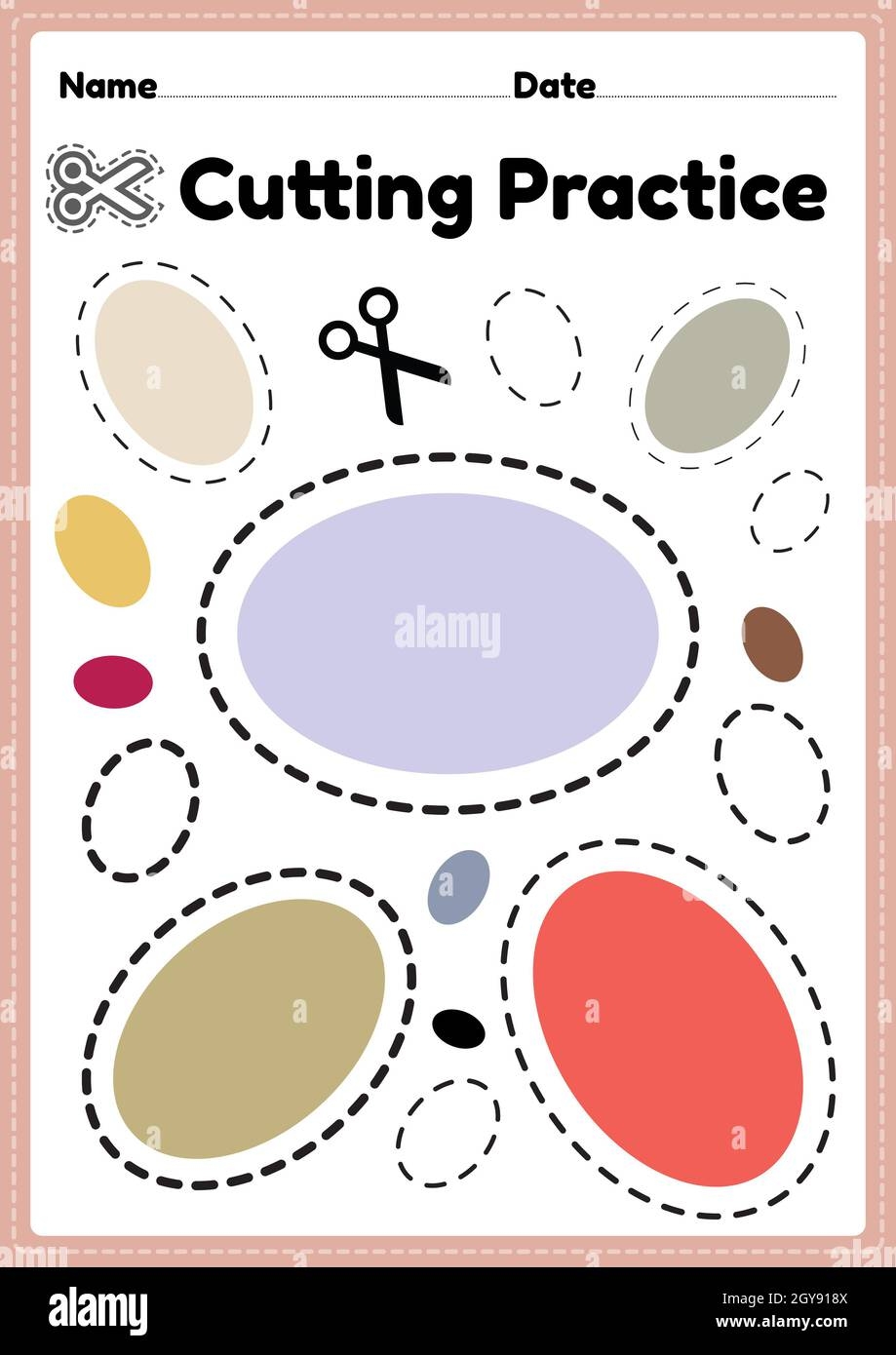 Printable Cutting Activities For Toddlers And Preschool Kids To Cut The Paper With Scissors To Improve Motor Skills Coordination And Develop Small Mu Stock Photo Alamy