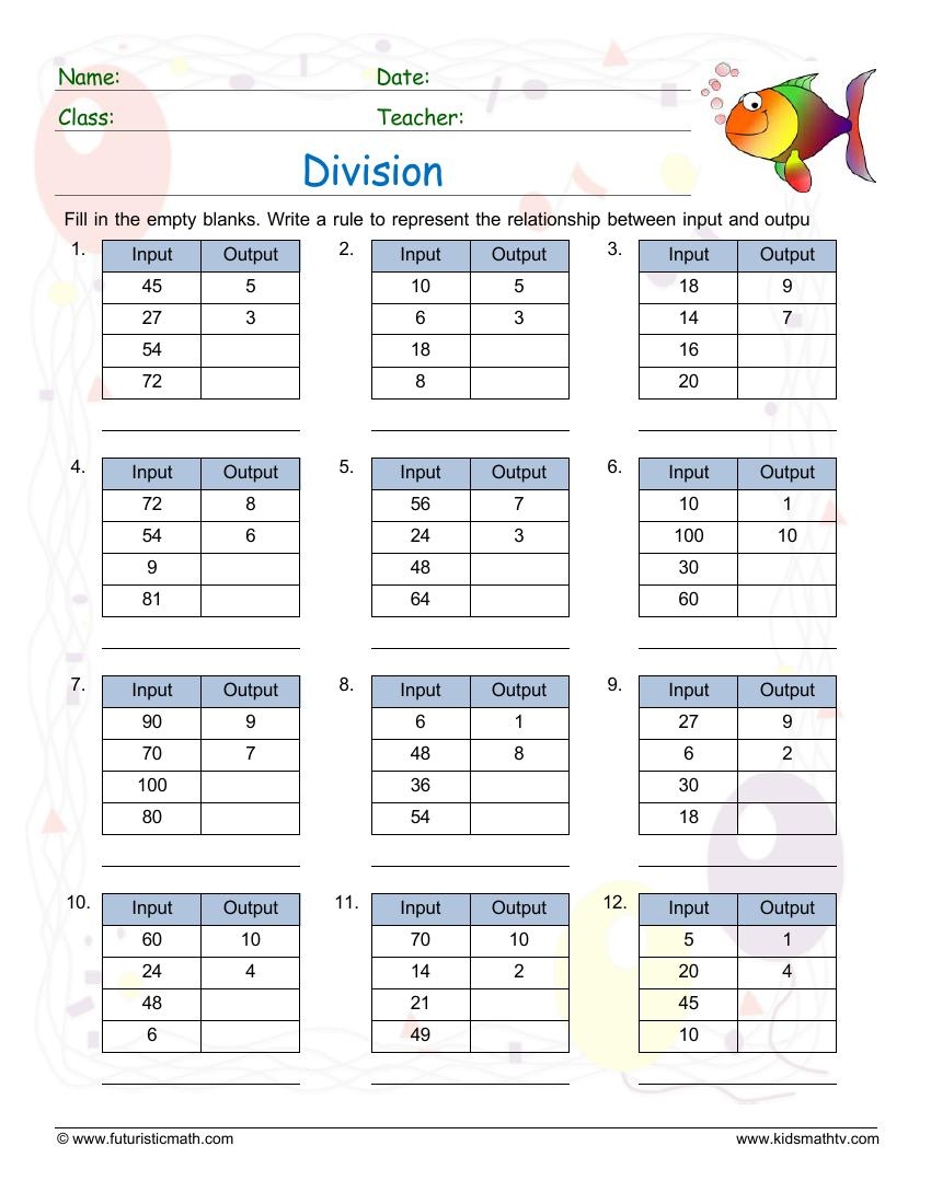 Printable Mastering Math Facts Division Worksheets