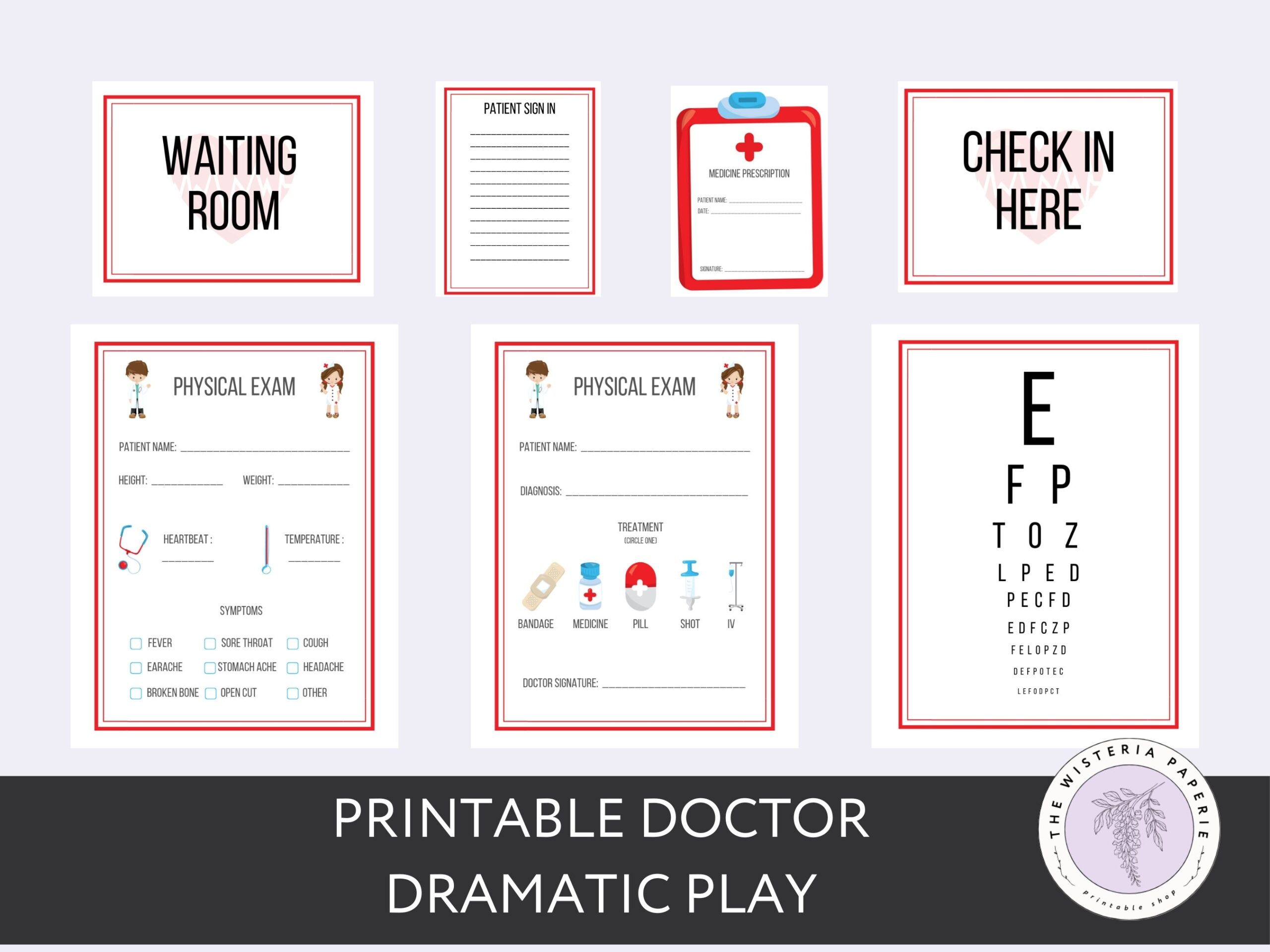Printable Doctor Dramatic Play For Kids Preschool Digital Printable Doctor Dramatic Play For Kids Preschool Digital