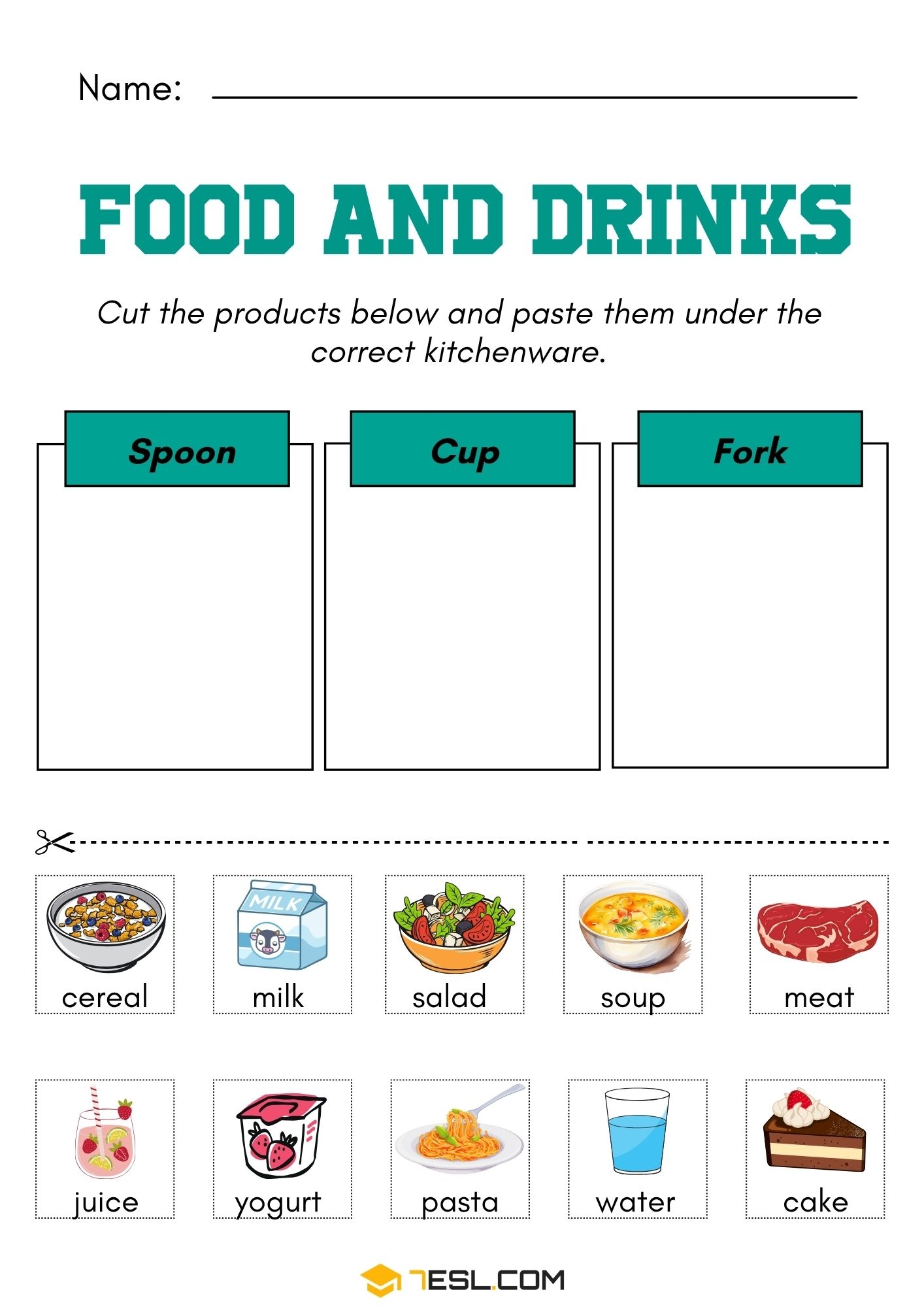 Printable Food Vocabulary Worksheets In English 7ESL Printable Food Vocabulary Worksheets In English 7ESL