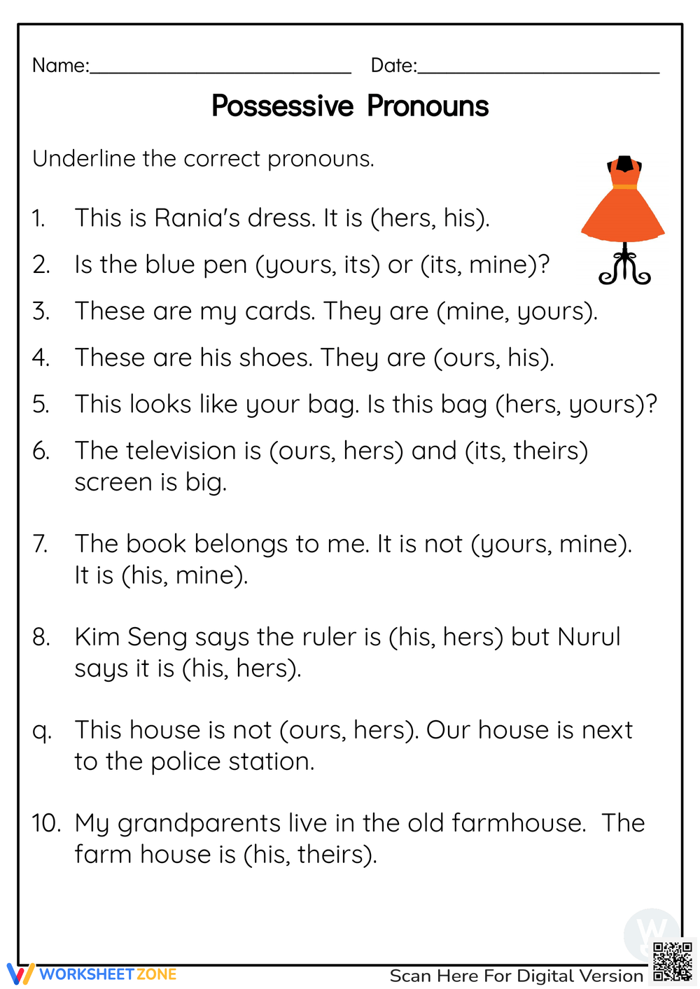 Printable Grade 3 Easter Possessive Pronouns Worksheets Download