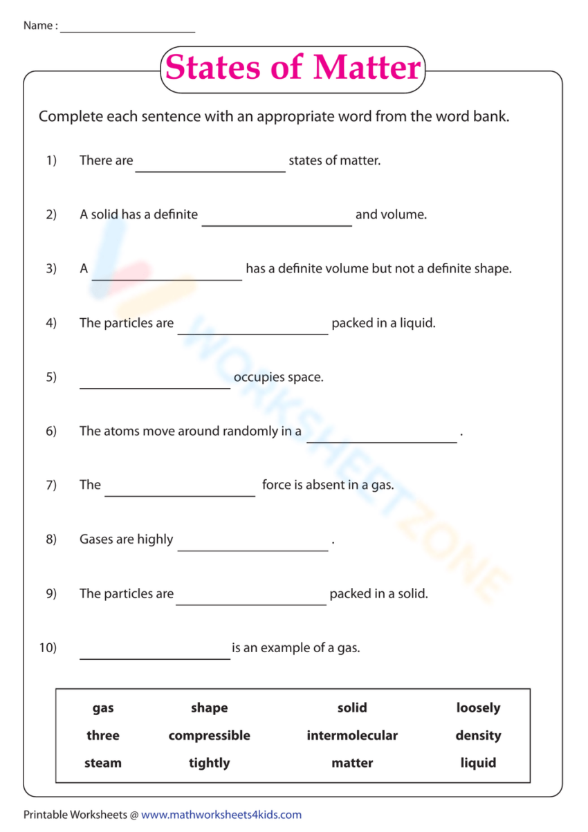 Printable Grade 6 Science Worksheets Download
