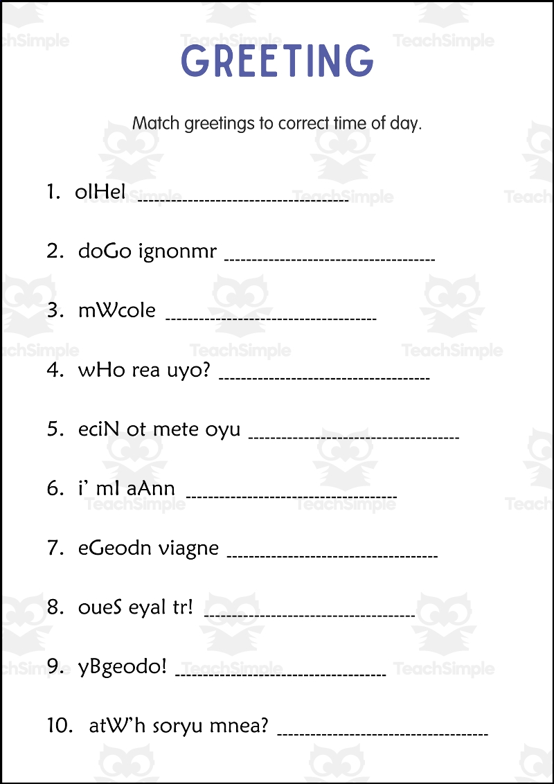 Printable Greeting Conversation Activity Worksheets For Grade 2 3 4 By Teach Simple Printable Greeting Conversation Activity Worksheets For Grade 2 3 4 By Teach Simple