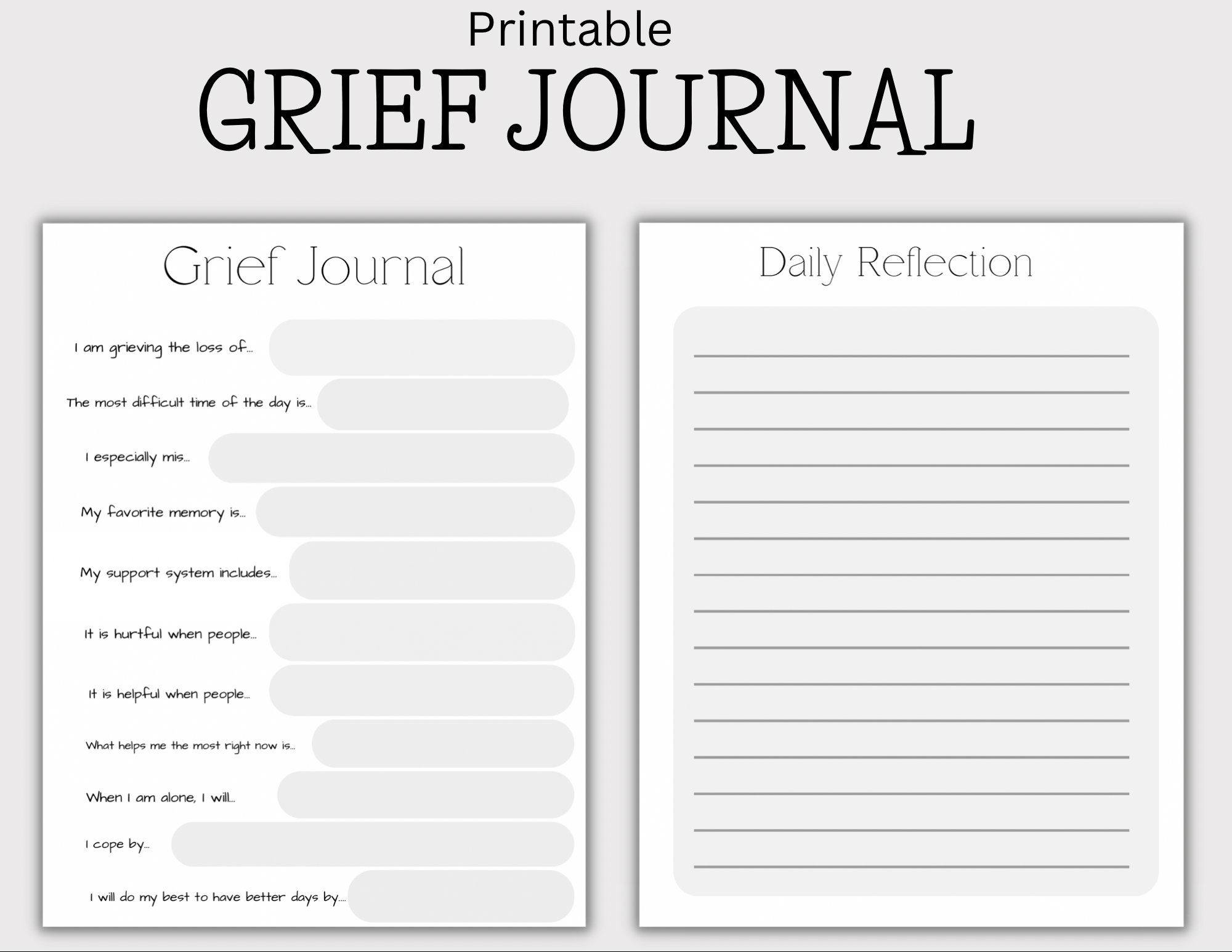 Printable Grief Journal Grief Template Coping With Grief Printable Journal Loss Of Loved One Daily Journal Daily Reflection Etsy