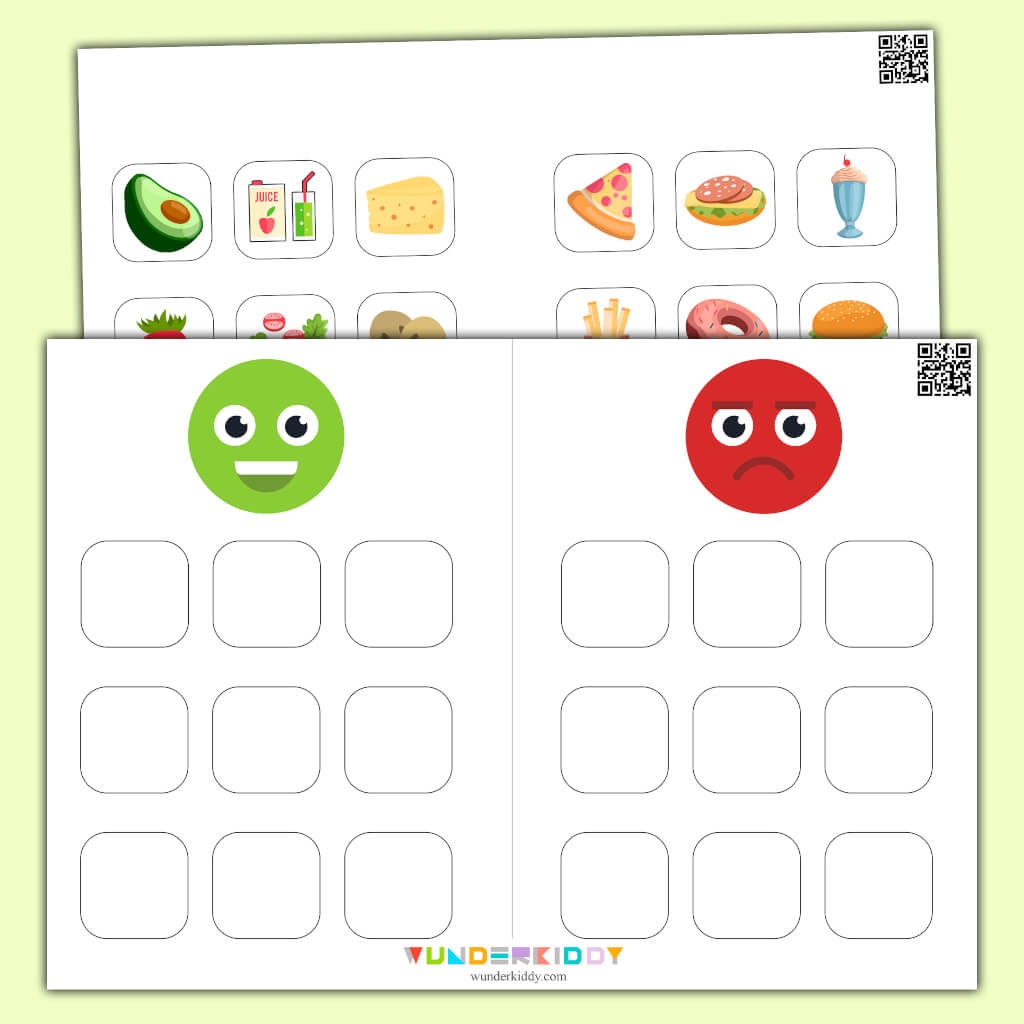 Printable Healthy And Unhealthy Food Worksheet PDF For Kids